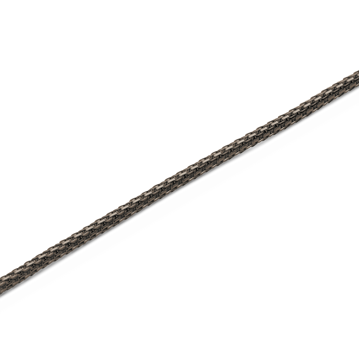 Close-up of the Tide Mesh Necklace Graphite 1.8, highlighting the fine graphite-coated stainless steel mesh chain with a smooth, contemporary finish.