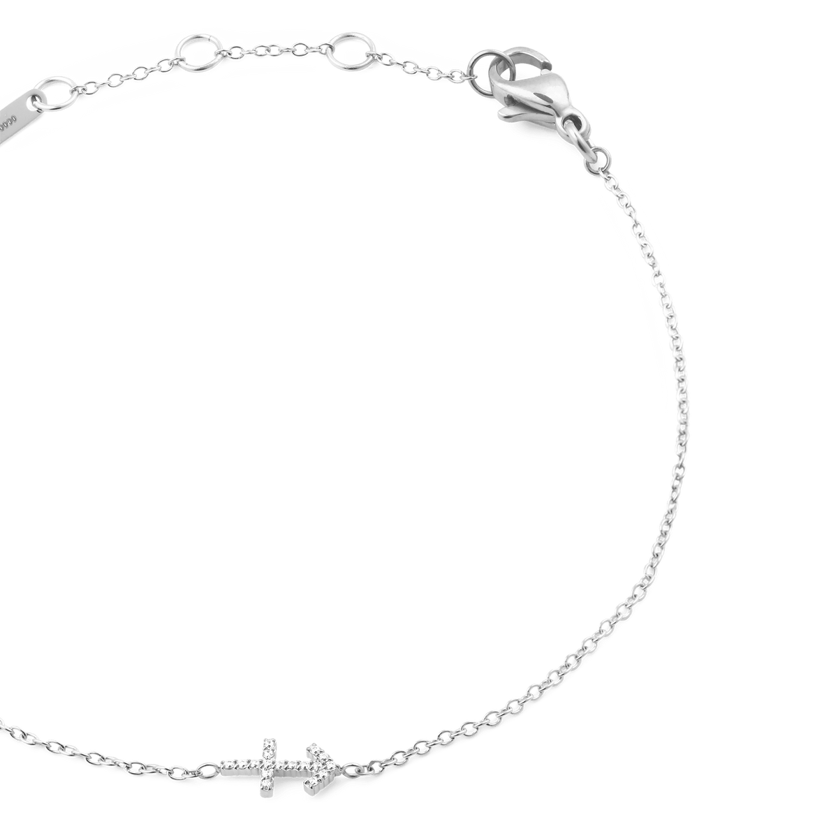 Delicate silver chain bracelet featuring a sparkling cubic zirconia Sagittarius zodiac charm and an adjustable lobster clasp.