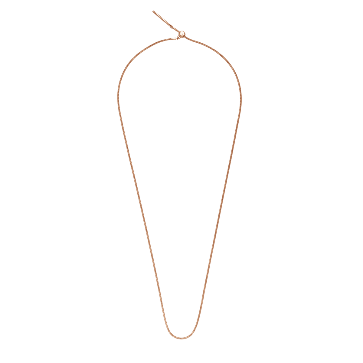 Charms Snake Bracelet RG shown fully extended, featuring a delicate rose gold snake chain and an adjustable sliding clasp for a custom fit.