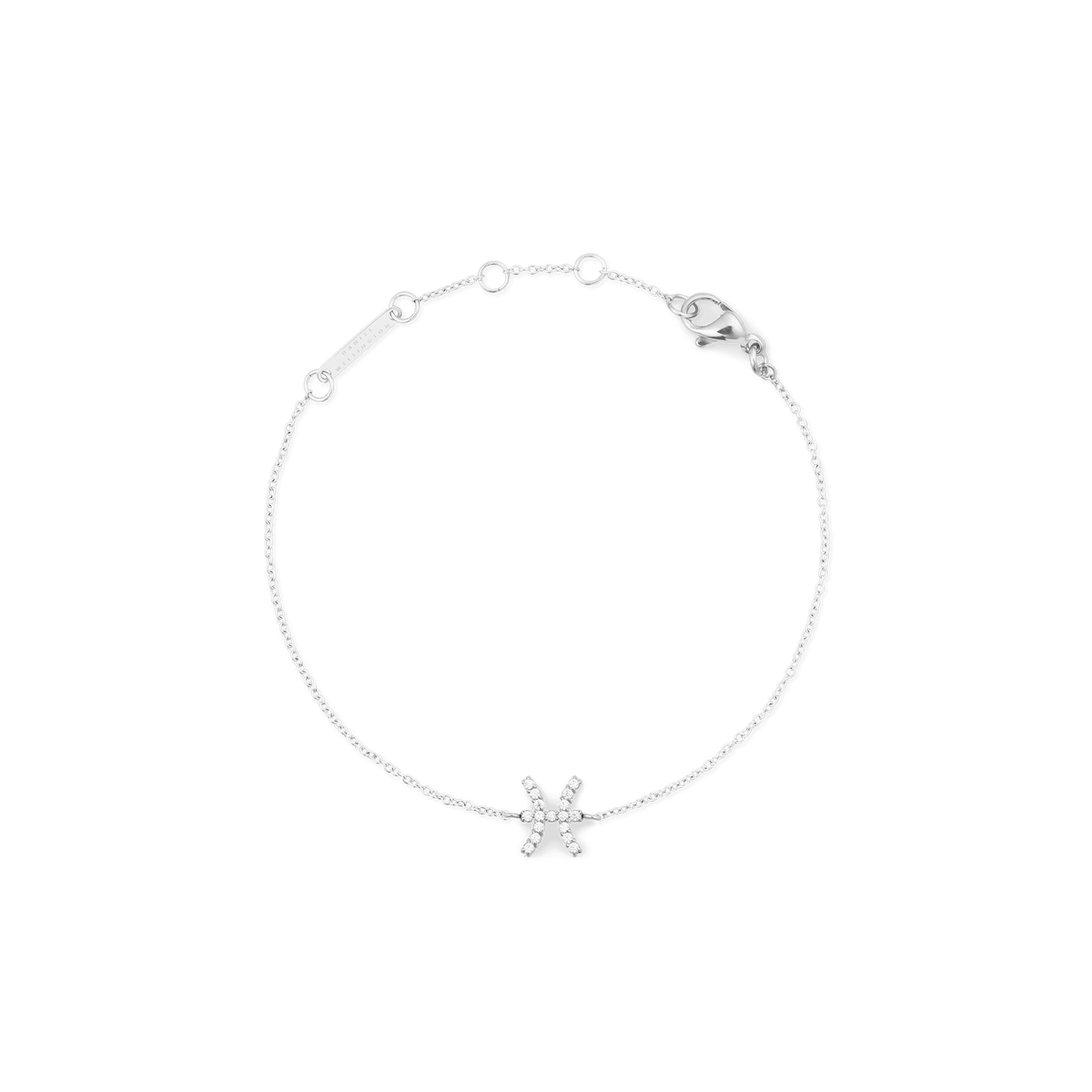 Crystal Zodiac Chain Bracelet Silver featuring a slim adjustable chain and a sparkling cubic zirconia Pisces zodiac charm.