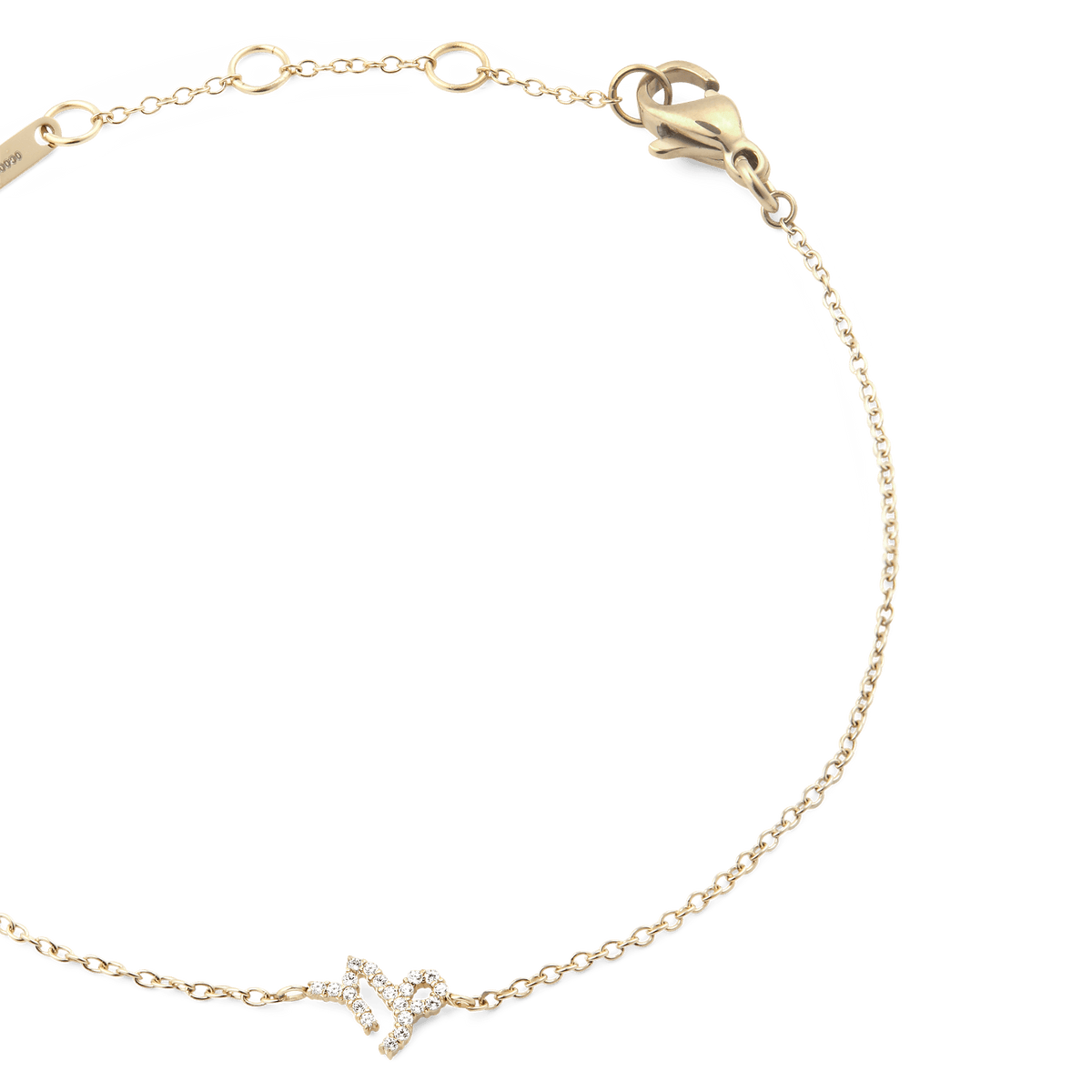 Gold chain bracelet with an adjustable fit, featuring a sparkling crystal zodiac pendant and a secure lobster clasp.