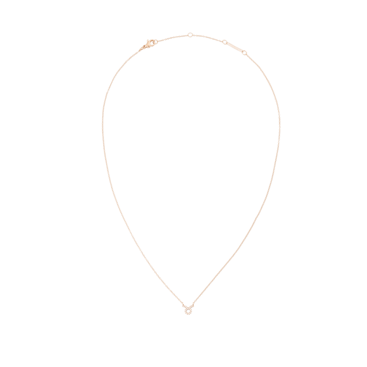 Delicate rose gold chain necklace featuring a slim adjustable design and a sparkling crystal-set zodiac pendant at the centre.