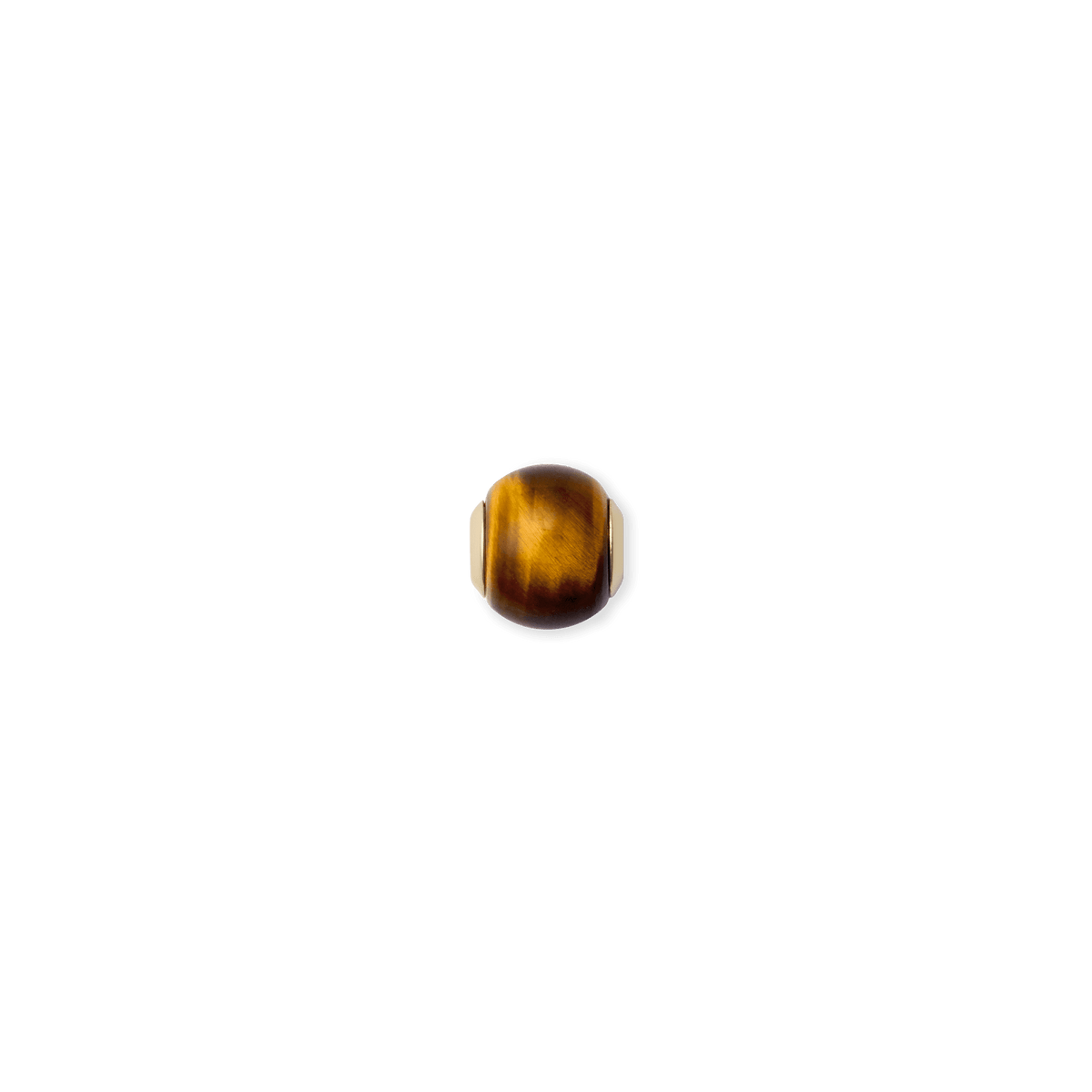 Tiger eye Orb Gold charm featuring a polished, golden-brown semi-precious stone with unique natural patterns, set in a smooth gold-plated finish, ideal for adding a refined accent to bracelets or necklaces.