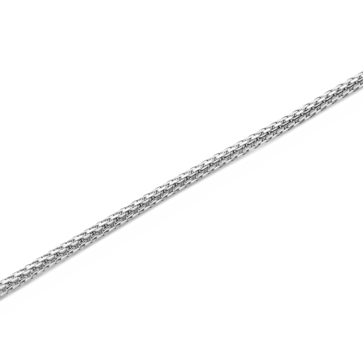 Close-up of the Tide Mesh Necklace Silver 1.8 showing the fine, polished mesh chain crafted from 316L stainless steel, highlighting its intricate texture and modern silver finish.