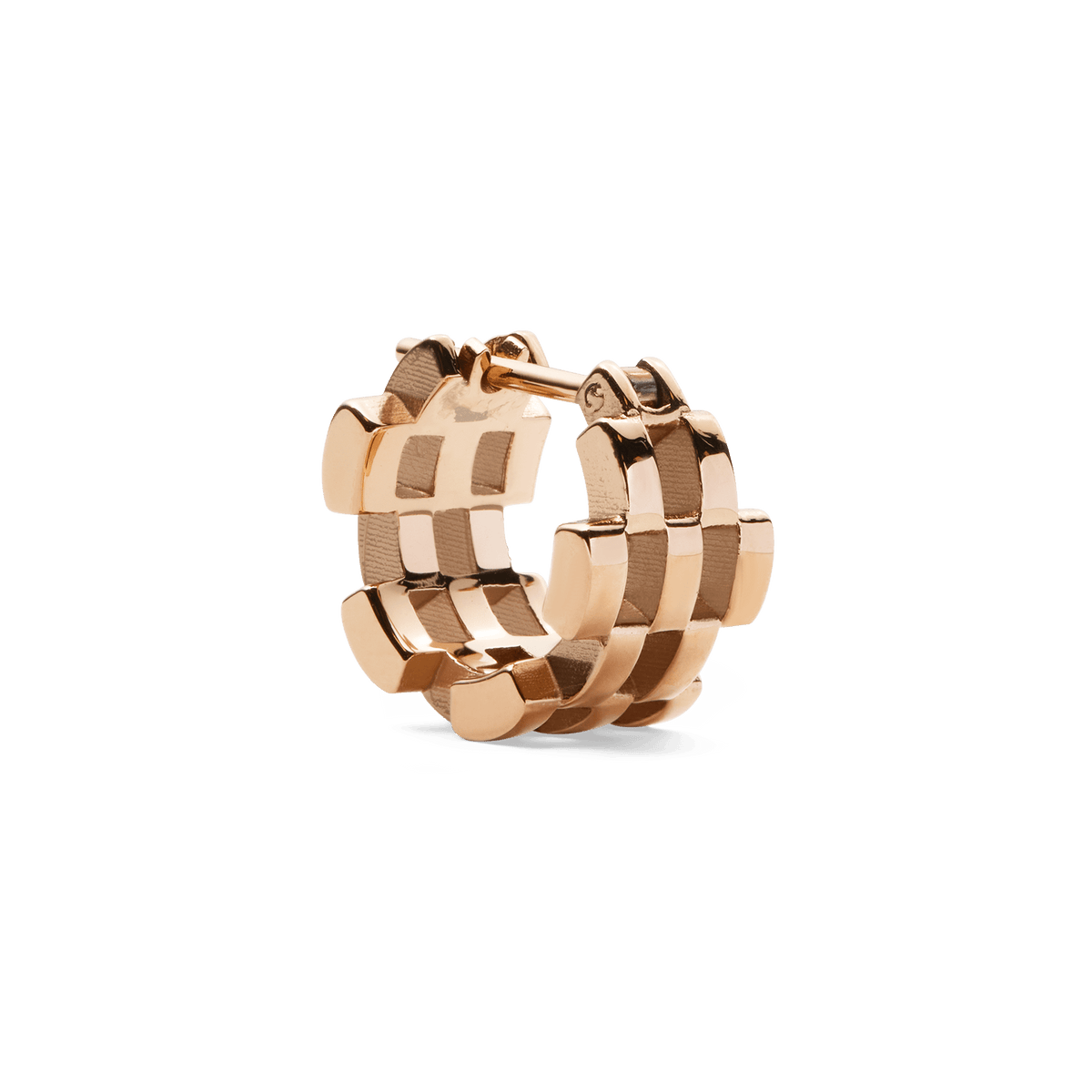 Single 5-link rose gold earring featuring a bold geometric openwork design and polished stainless steel finish.