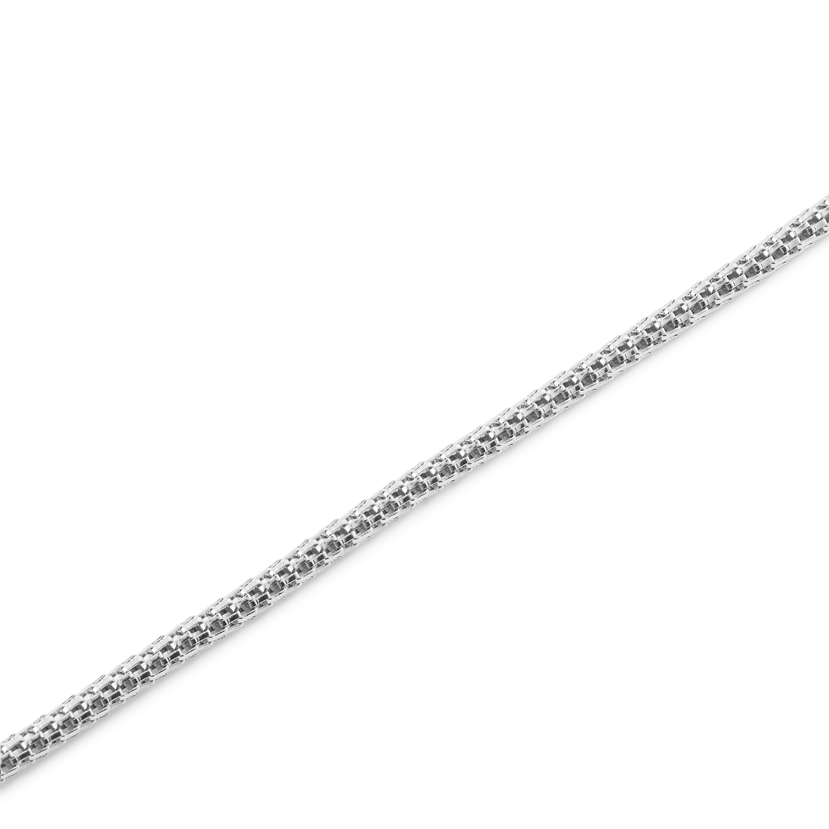 Detail view of the Tide Mesh Bracelet Sterling 1.8 highlighting its slim, finely woven silver mesh texture.