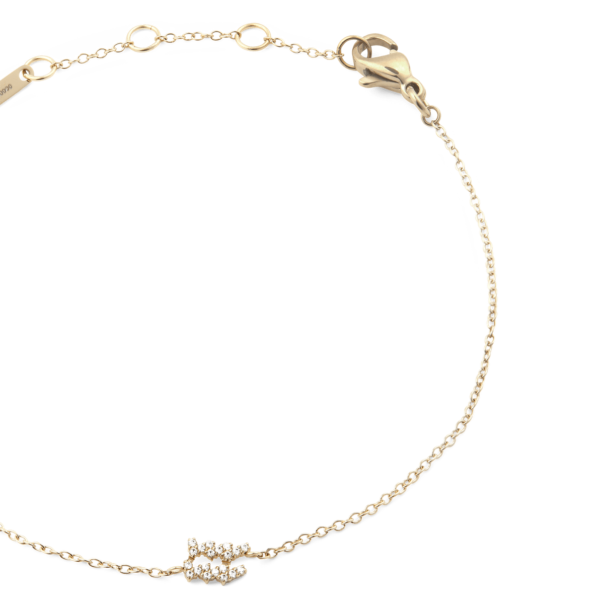Crystal Zodiac Chain Bracelet Gold with a fine adjustable chain and a sparkling crystal zodiac pendant at the centre.