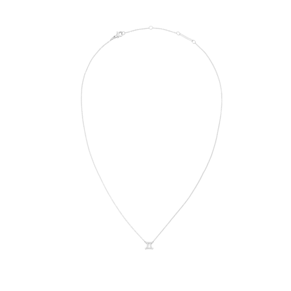 Crystal Zodiac Chain Necklace Silver featuring a delicate adjustable chain and a Gemini pendant set with sparkling crystals.