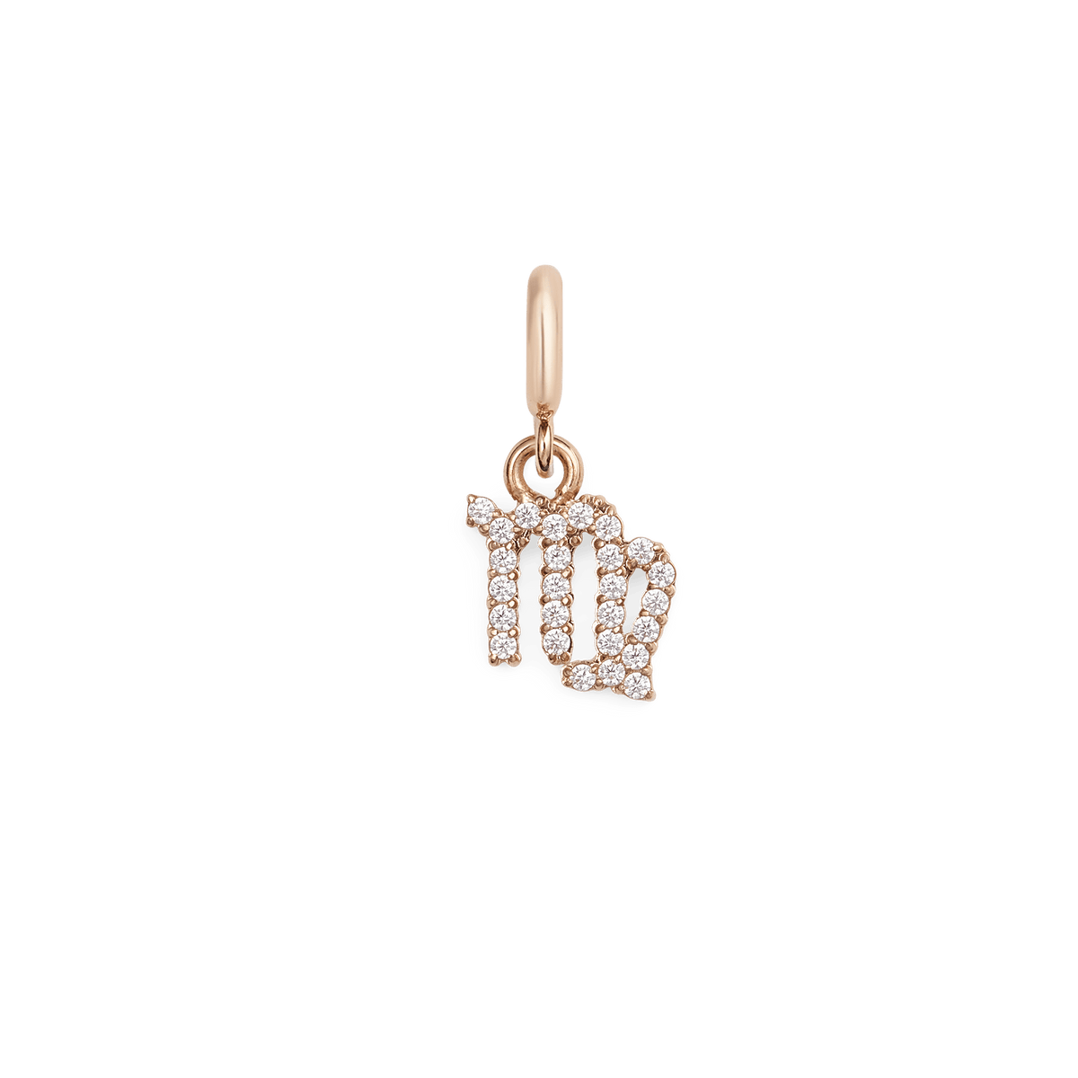 Rose gold Virgo zodiac watch charm crafted from stainless steel, featuring a delicate Virgo symbol set with sparkling cubic zirconia crystals for a refined, personalised touch.