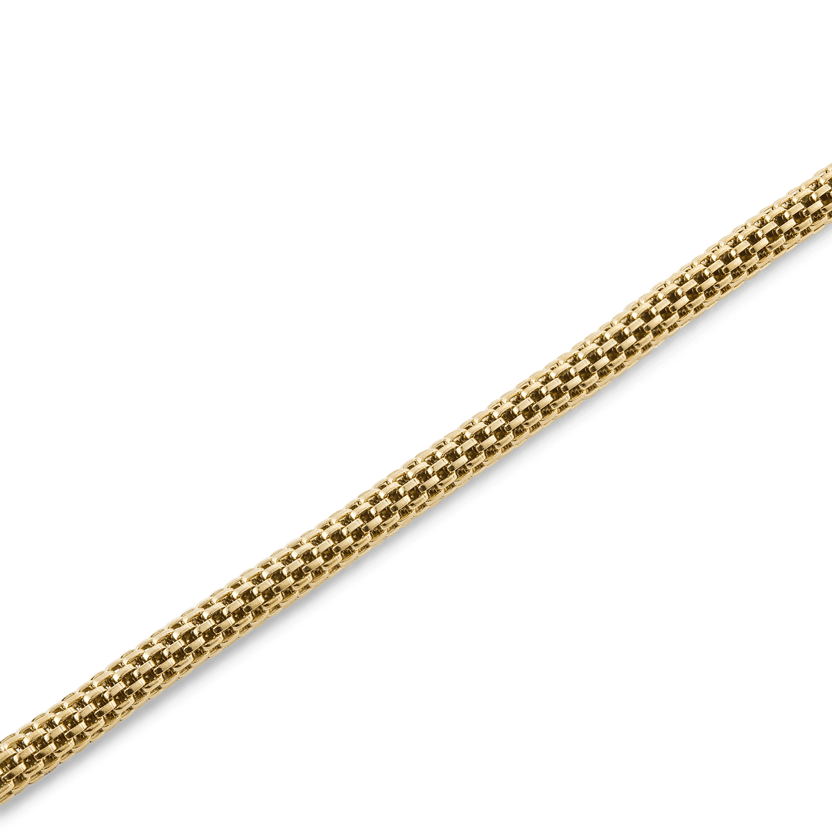 Detail of the Tide Mesh Bracelet Evergold 2.8 highlighting its fine gold mesh texture and slim 2.8 mm width.