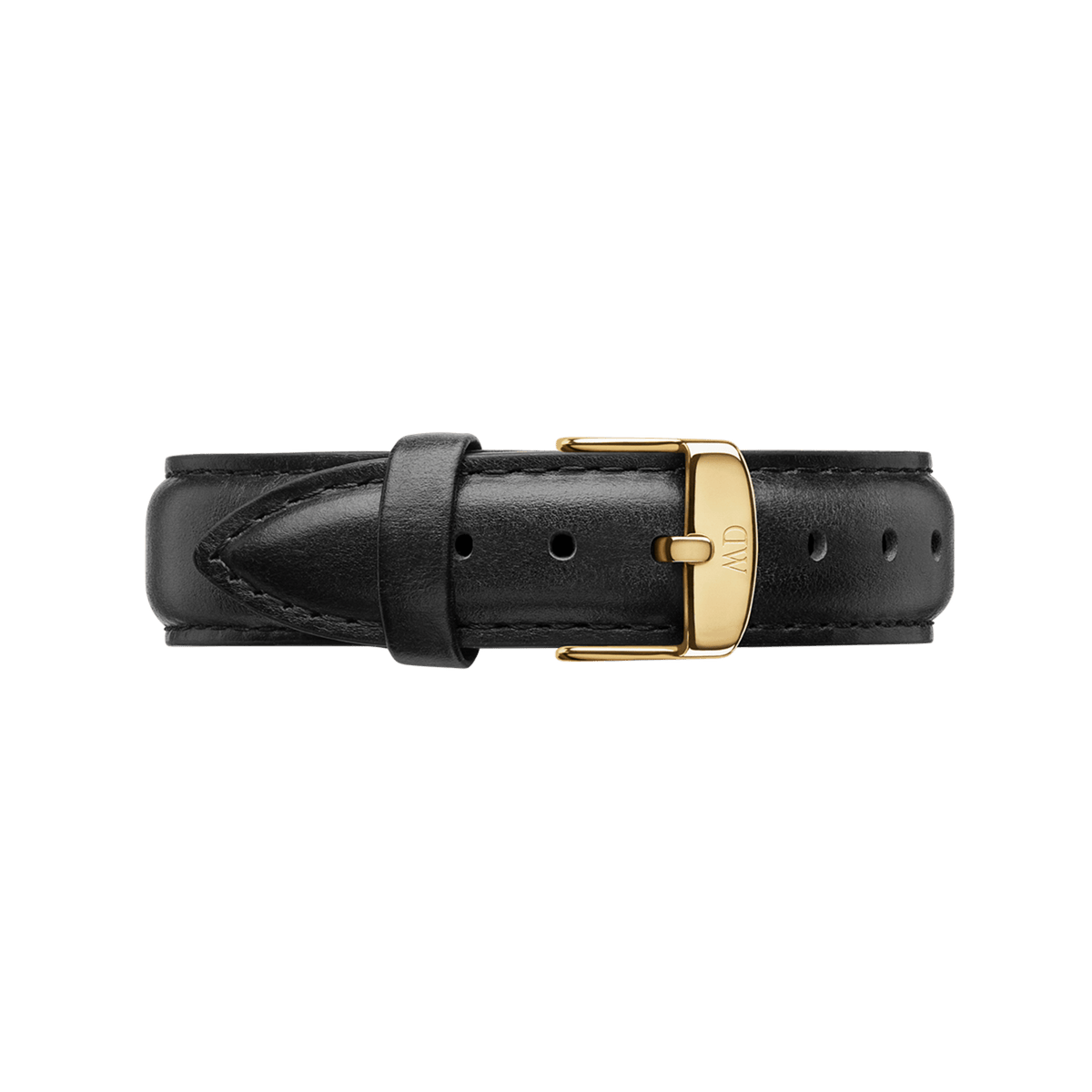 Black leather Sheffield Strap Gold with refined stitching and a polished gold buckle, designed for a classic and elegant watch upgrade.