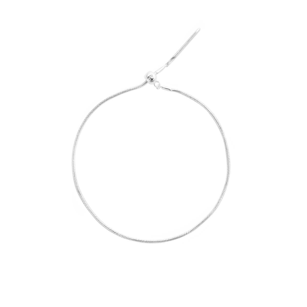 Sleek S925 sterling silver snake chain bracelet with a polished finish and an adjustable sliding clasp.