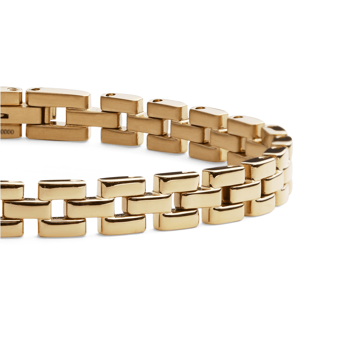 Close-up of the 3-Link Bracelet Gold, highlighting its polished three-link structure and radiant gold-plated stainless steel finish.