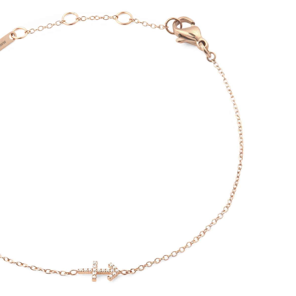 Crystal Zodiac Chain Bracelet Rose Gold with an adjustable fine chain and a sparkling crystal-set Sagittarius zodiac pendant.