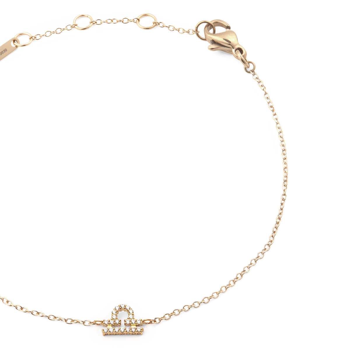 Gold Crystal Zodiac Chain Bracelet with an adjustable chain and a sparkling Libra zodiac pendant in a delicate claw setting.