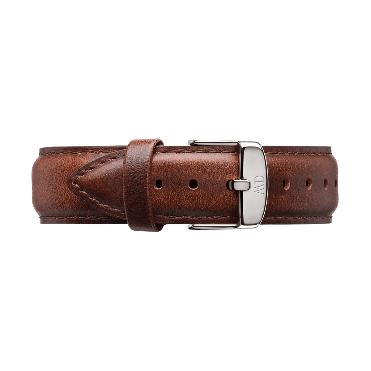 St Mawes Strap Silver crafted from smooth brown leather with fine stitching and a sleek silver buckle, ideal for Daniel Wellington watches.