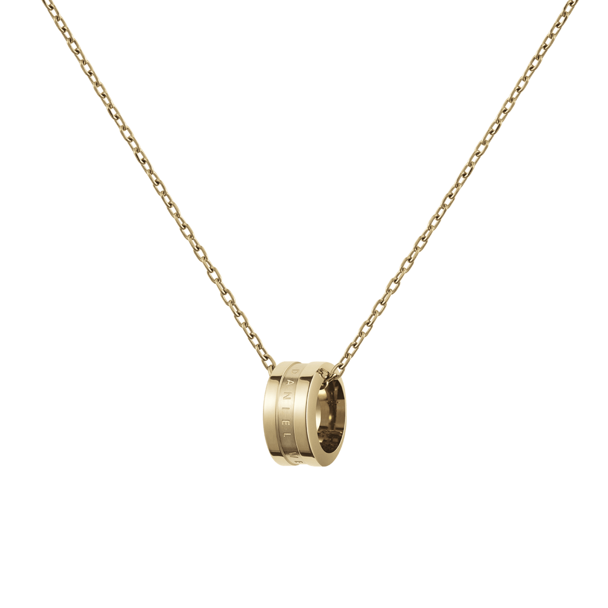 Daniel Wellington Elan Necklace Gold featuring a polished gold-plated ring pendant on a fine adjustable chain, showcasing a minimalist and elegant design.