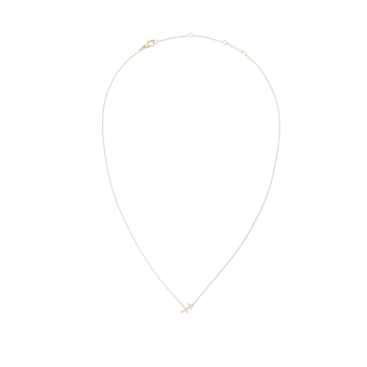 Gold chain necklace with an adjustable length, featuring a Sagittarius zodiac pendant adorned with sparkling crystals.