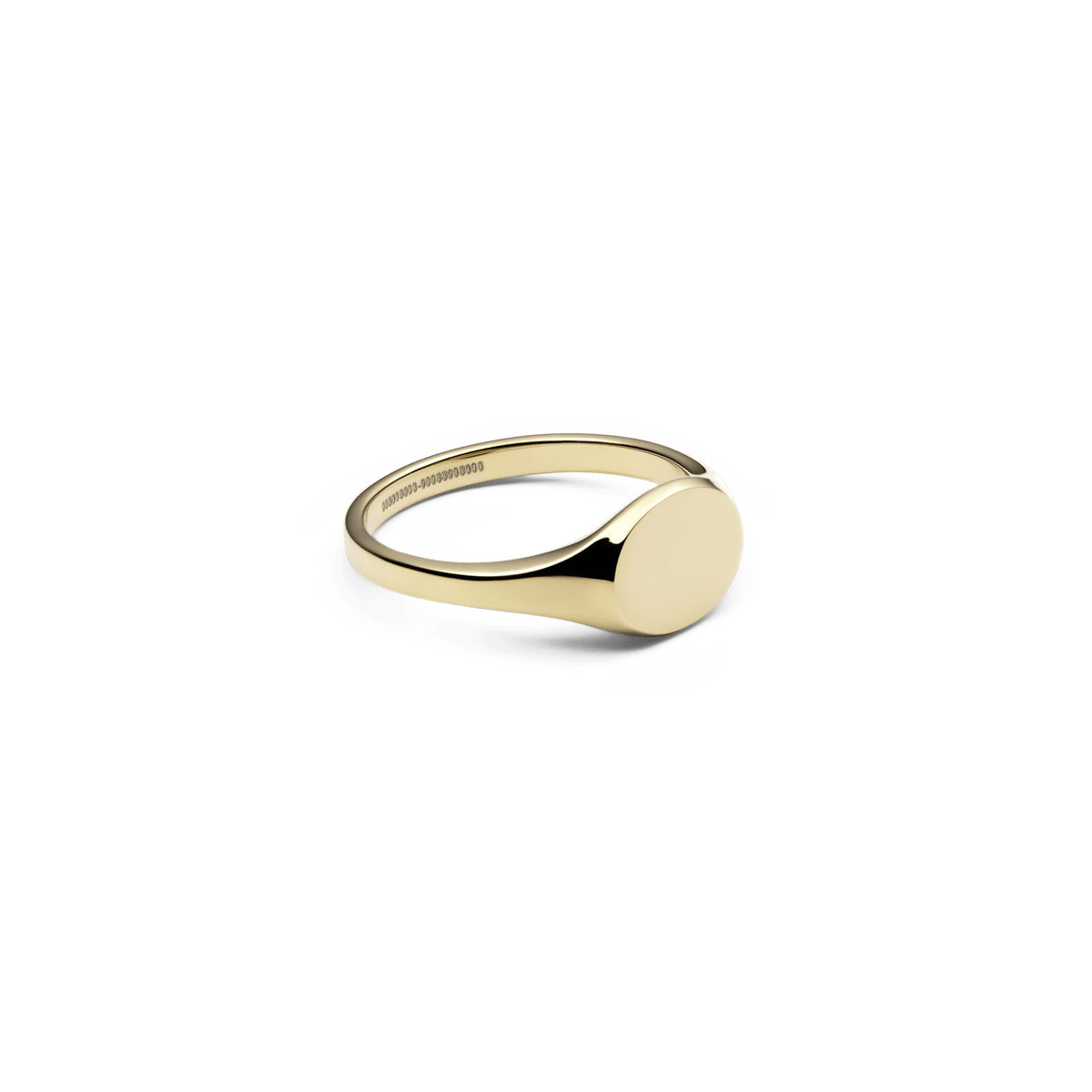 Classic Mini Signet Ring Gold featuring a smooth, flat oval face and a minimalist band, crafted from stainless steel with a warm gold PVD finish.