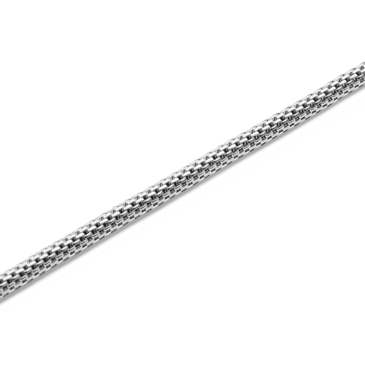 Close-up of the Tide Mesh Necklace Silver 2.8, showing the intricate mesh design and polished 316L stainless steel construction with a refined silver finish.