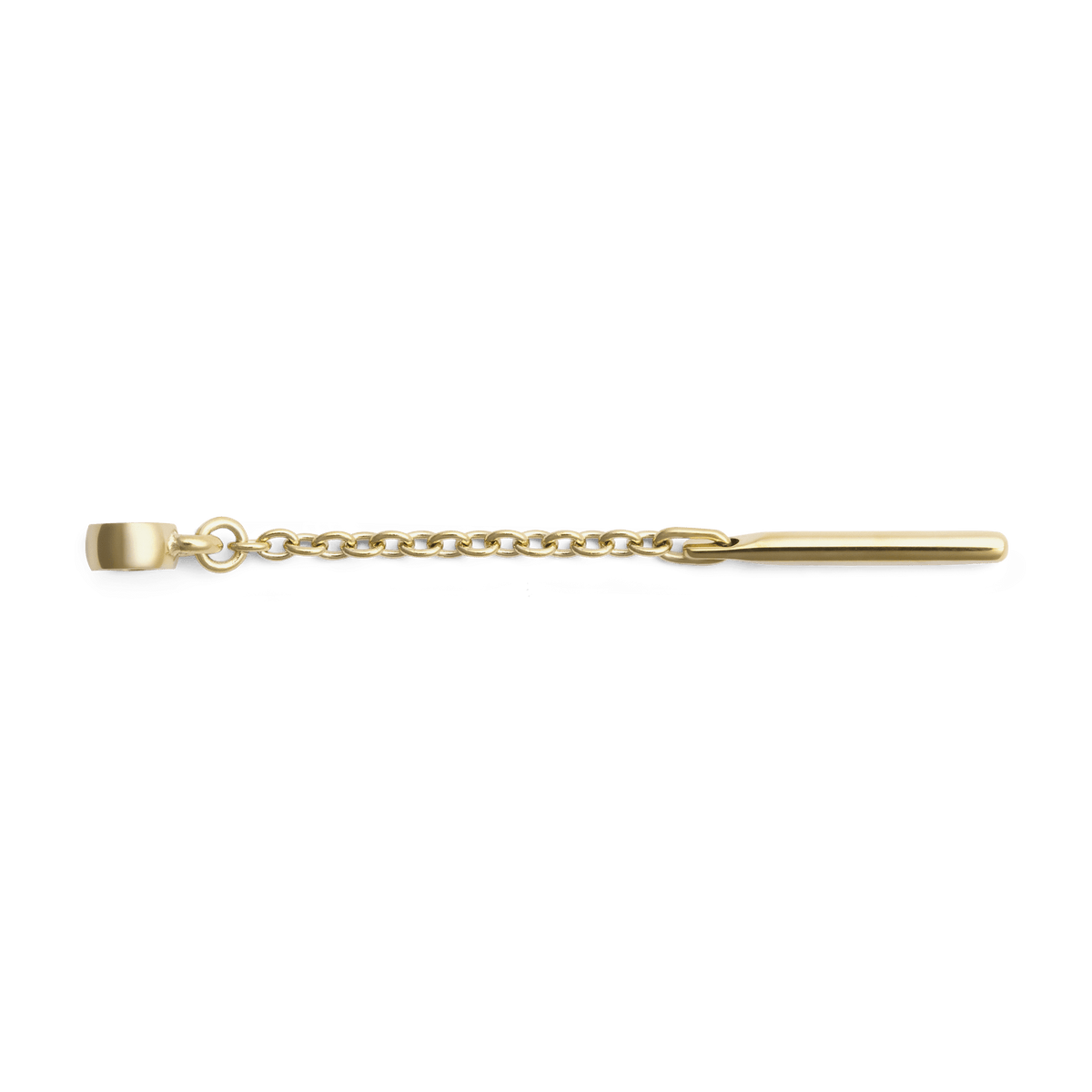 Polished gold charm extension chain with a delicate link design and a sleek bar, crafted from stainless steel with a PVD gold finish, ideal for adding length or layering to bracelets and necklaces.