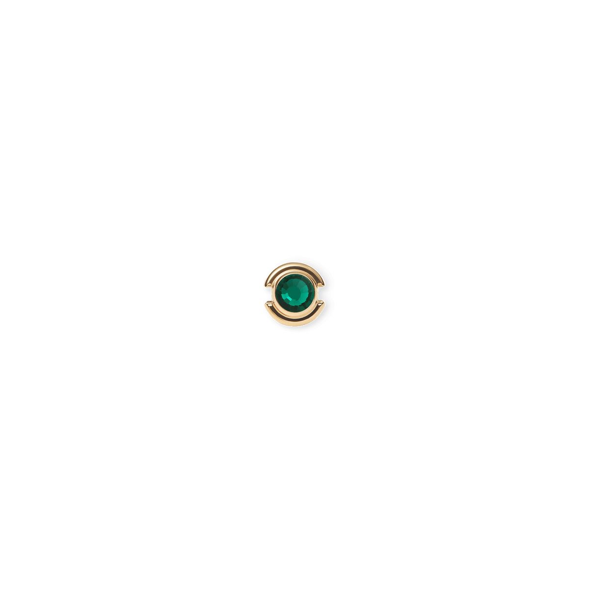 Gold charm with a vivid green crystal centre, featuring a polished finish and minimalist design, ideal for necklaces or bracelets.