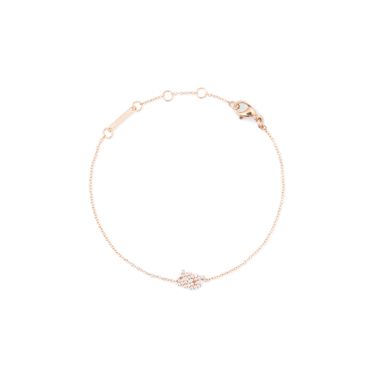 Delicate rose gold chain bracelet featuring an adjustable fit and a crystal-set zodiac pendant, finished with a lobster clasp.