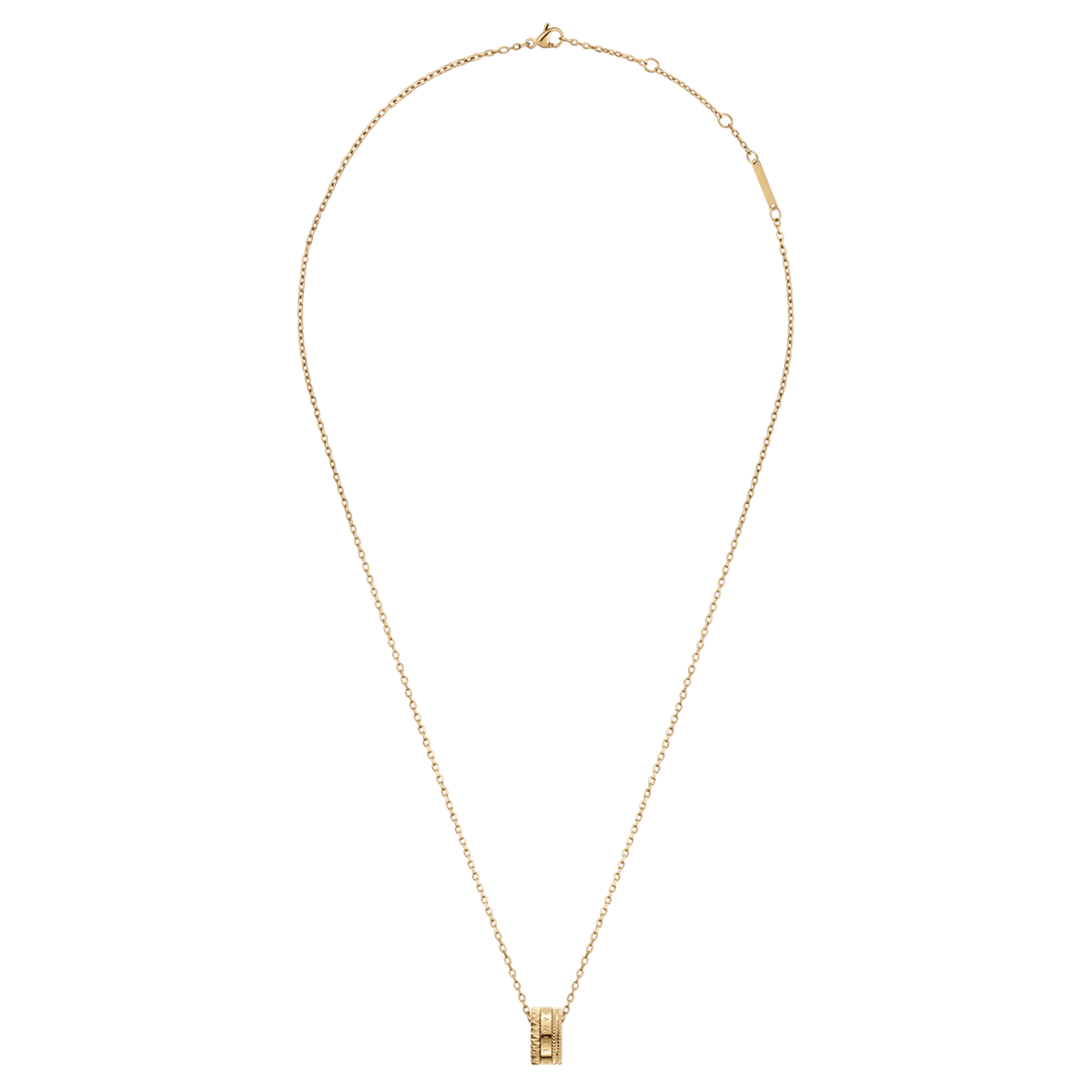 Delicate gold Elevation Necklace with an adjustable cable chain and a geometric pendant, crafted in polished stainless steel for a refined, minimal look.