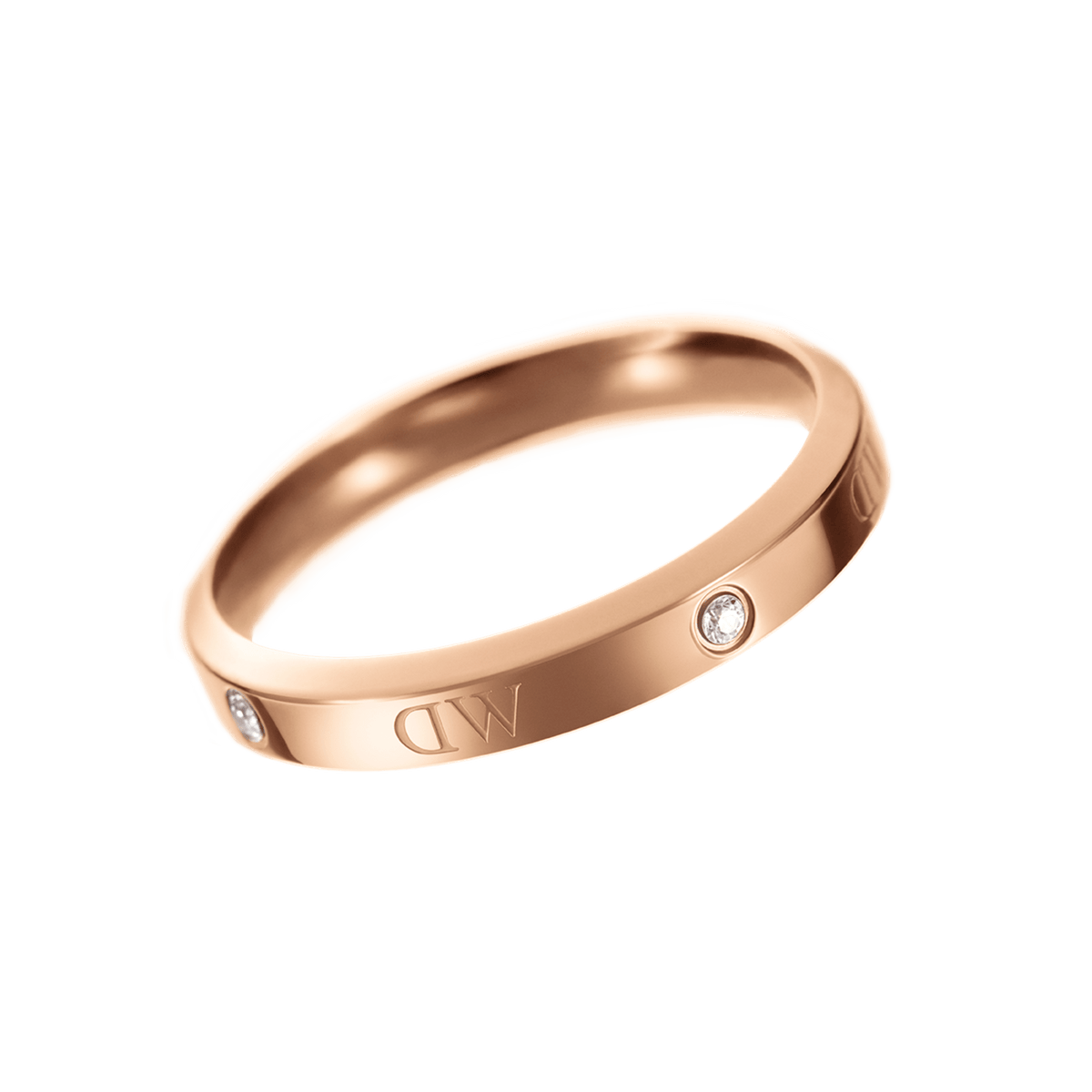 Rose gold Classic Lumine Ring with a slim band, sparkling crystal accents, and engraved detailing for an elegant finish.