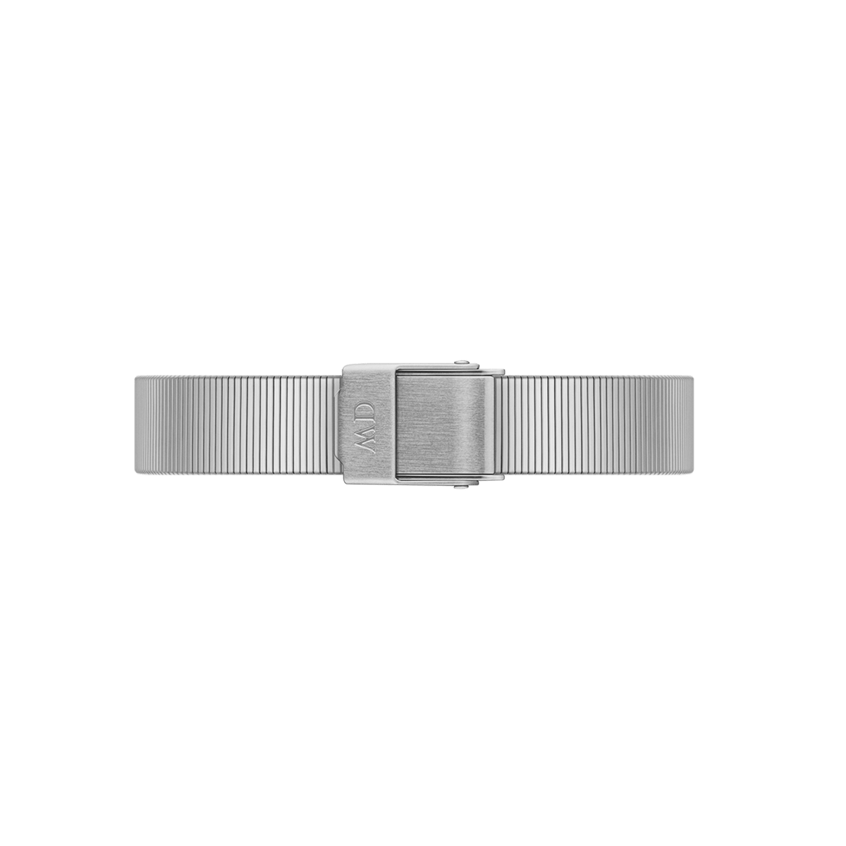Stainless steel piano link watch strap with brushed silver clasp, designed for the Quadro Studio Silver women’s watch.
