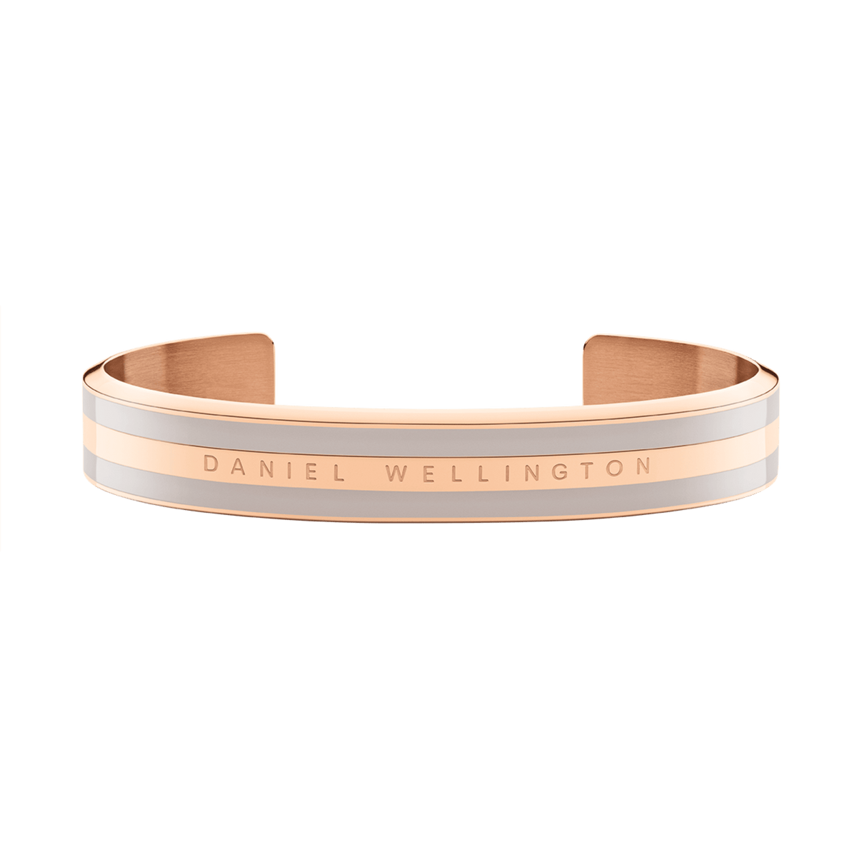 Emalie Bracelet Desert Sand Rose Gold by Daniel Wellington, featuring a wide rose gold open cuff with subtle Desert Sand enamel and engraved branding.