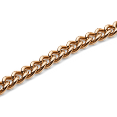 Close-up of the Chunky Chain Necklace Rose Gold, highlighting its polished, rounded curb links and lustrous rose gold finish.