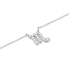 Crystal Zodiac Chain Necklace Silver featuring a Scorpio pendant adorned with hand-set sparkling crystals on a fine silver chain.