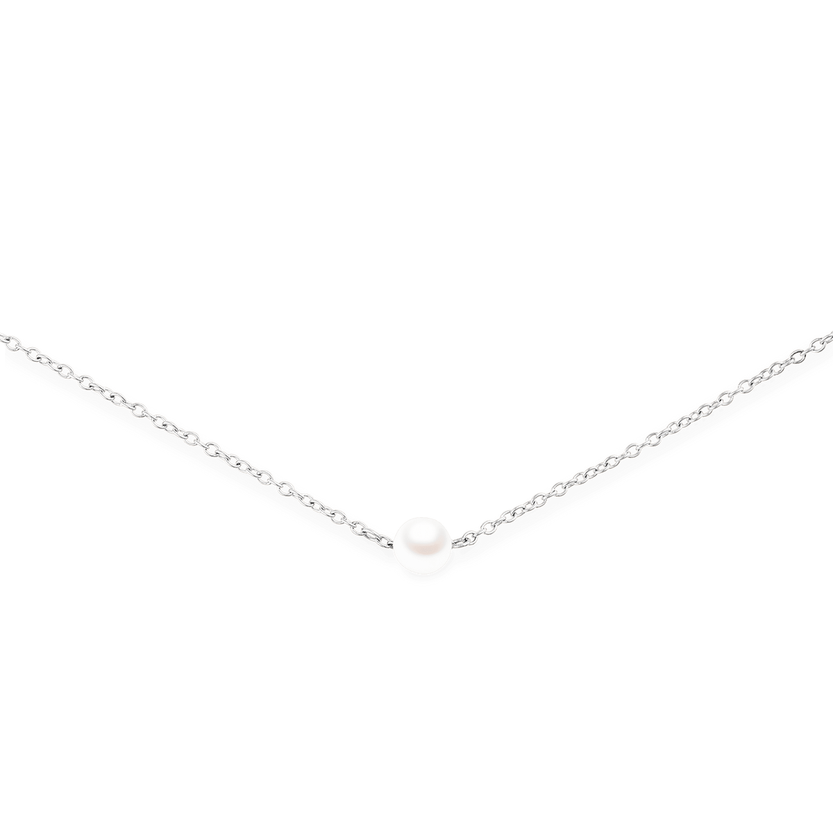 Pearl Step Necklace Silver