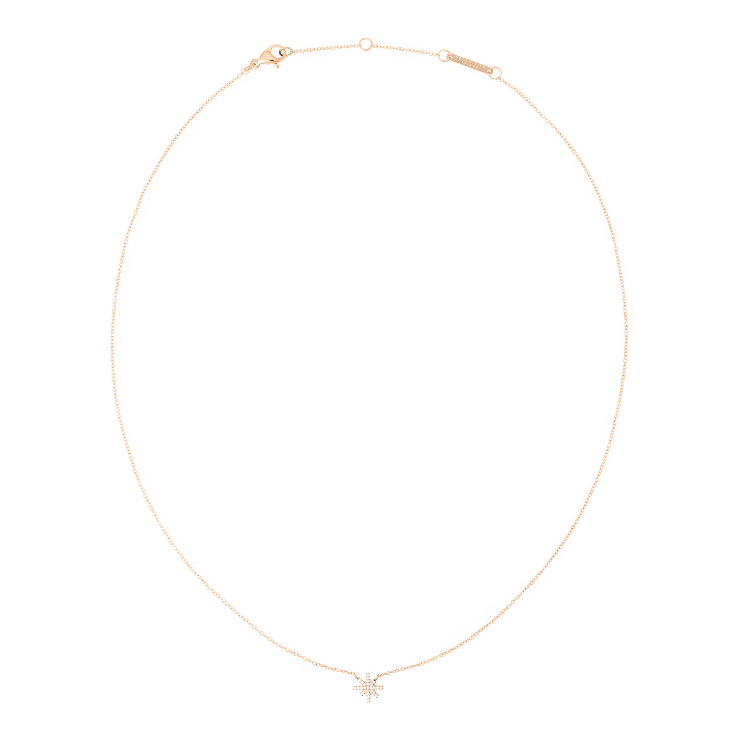 Delicate rose gold necklace with a fine chain and a star-shaped pendant, featuring white cubic zirconia crystals for a subtle, elegant sparkle.