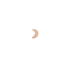 Petite crescent moon stud earring in polished rose gold finish, crafted from stainless steel with a minimalist, elegant design.