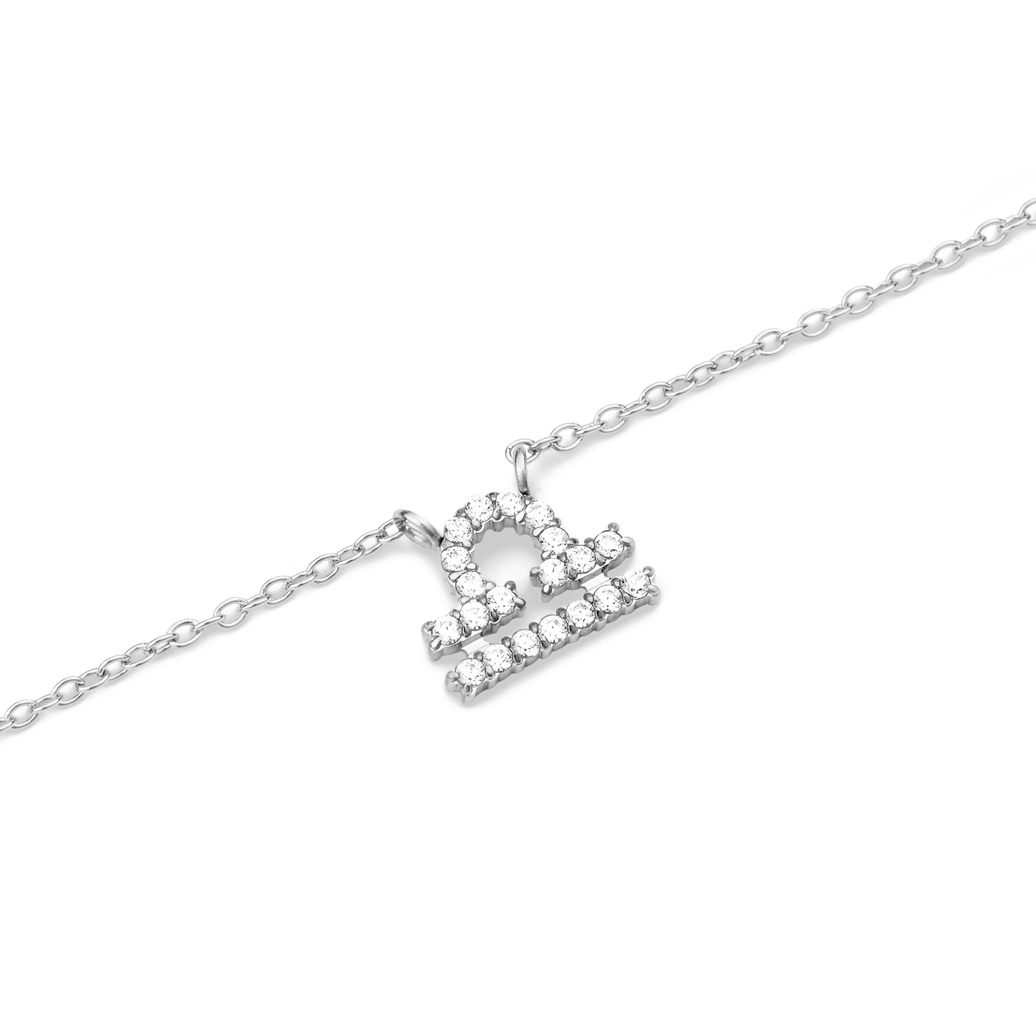 Crystal Zodiac Chain Necklace Silver