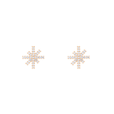 Pair of Mirelle Star Earring Rose Gold studs featuring a delicate star silhouette in rose gold-plated stainless steel, each set with sparkling white cubic zirconia crystals in a pavé setting.