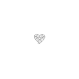 Small heart-shaped silver stud earring set with nine sparkling cubic zirconia crystals in a polished, minimalist design.