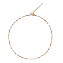 Charms Chain Bracelet RG shown in a circular arrangement, featuring a delicate rose gold oval chain and an adjustable sliding clasp for a secure, personalised fit.
