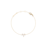 Slim gold chain bracelet with an Aries zodiac pendant embellished with sparkling crystals and an adjustable clasp.