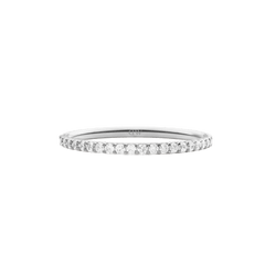 Delicate Mirelle Eternity Ring in silver with a 1.4 mm slim band, featuring a full circle of white cubic zirconia crystals set in polished stainless steel for a refined, sparkling finish.