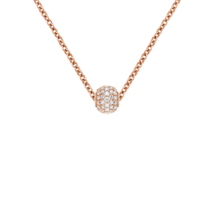 Rose gold necklace featuring a pavé orb charm set with white crystals, offering a sophisticated and modern accent for personalising your jewellery collection.