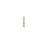 Slim gold bar stud earring featuring seven sparkling cubic zirconia crystals in a minimalist vertical design.