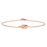 Delicate rose gold Elan Unity Bracelet with two interlocking rings and a fine chain, finished with a secure clasp.