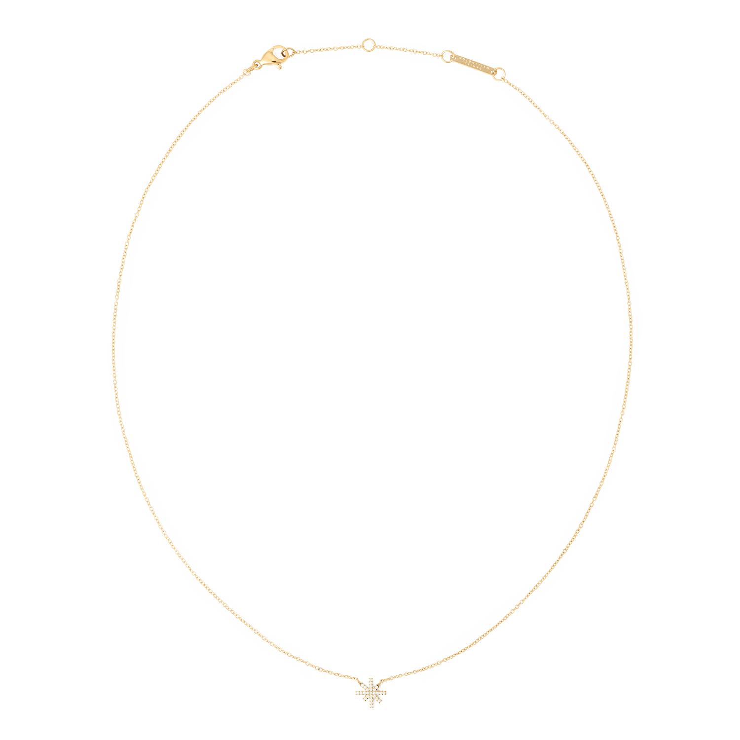 Delicate gold necklace featuring a slim chain and a star-shaped pendant adorned with white cubic zirconia crystals, crafted from 316L stainless steel with a polished PVD gold finish.