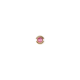 Gold charm featuring a rose-coloured crystal centre, set in a minimalist gold-plated stainless steel frame, designed for bracelets or necklaces.