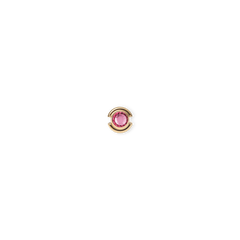 Gold charm featuring a rose-coloured crystal centre, set in a minimalist gold-plated stainless steel frame, designed for bracelets or necklaces.