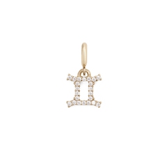 Gold Gemini zodiac watch charm featuring sparkling cubic zirconia crystals in a claw setting, designed for the Daniel Wellington Quadro Zodiac strap.