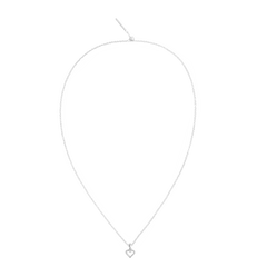 Delicate silver necklace with an adjustable chain, featuring a heart contour white crystal charm set with sparkling cubic zirconia.